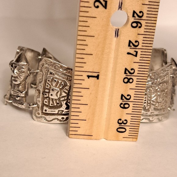Antique Industria Peruana Aztec Maya Bracelet 900 Silver - Picture 5 of 13